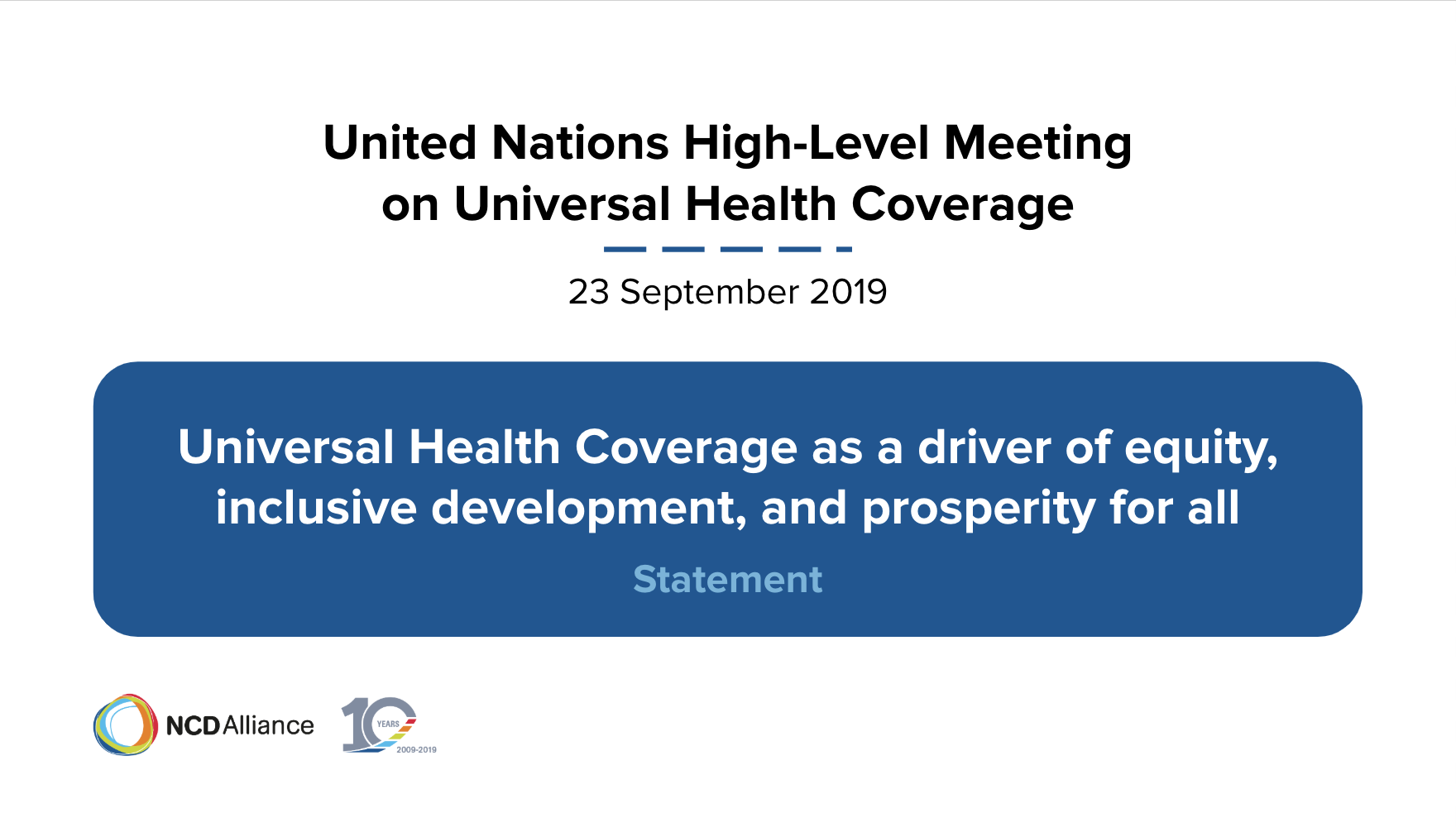 NCDA's statement to the UN HLM on UHC | 23 September © NCD Alliance