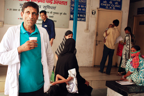 Hari Singh, 42, now cured of TB, takes a break from his job as a nurse for TB patients in Jag Pravesh Chand hospital in New Delhi via The Union