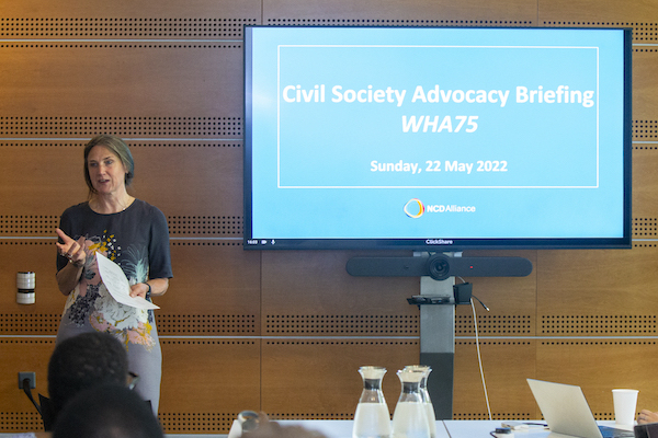 NCDA Policy and Advocacy Director Alison Cox at World Health Assembly 75