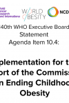 140th WHO EB Agenda Item 10.4: Implementation for the Report of the Commission on Ending Childhood Obesity - Statement
