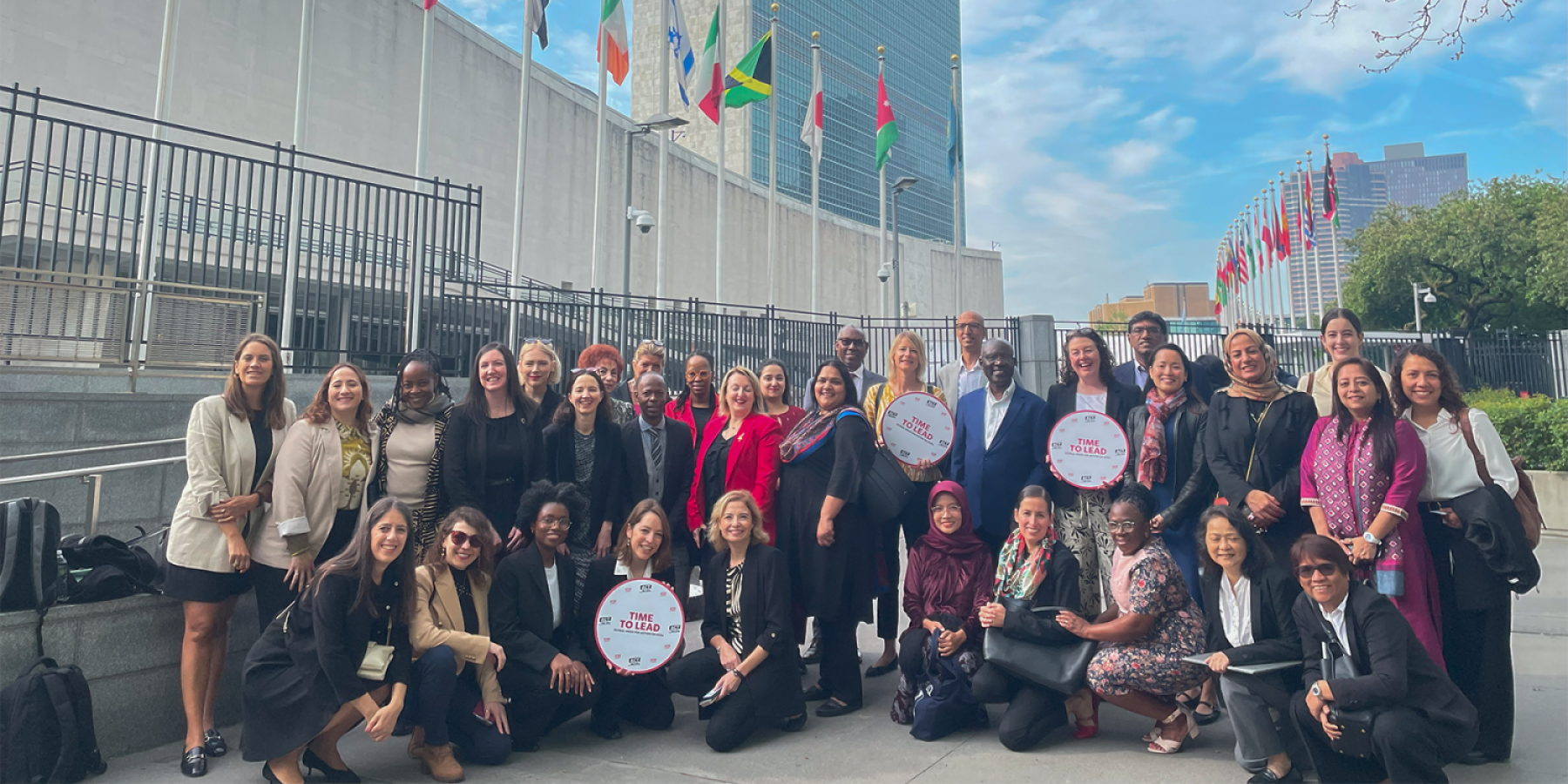 NCDA advocates in front of UN HQ before the Multi-Stakeholder Hearing