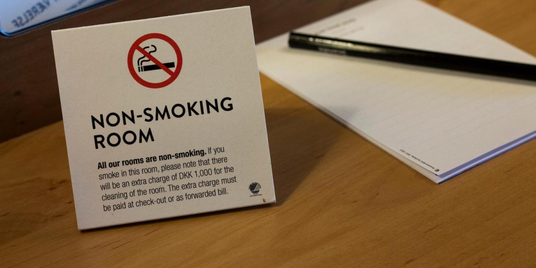 Non smoking sign on a table