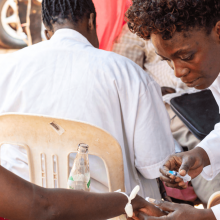 A nurse providing care. 