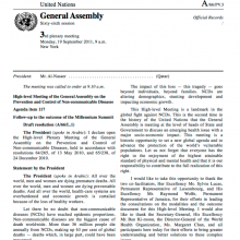 UN High Level Meeting on NCDSs - Full Country Statements