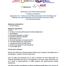 WHA78 Constituency Statement on Agenda Item 13.1 - Follow-up to the Political Declaration of the Third High-Level Meeting of the General Assembly on the Prevention and Control of Non- Communicable Diseases